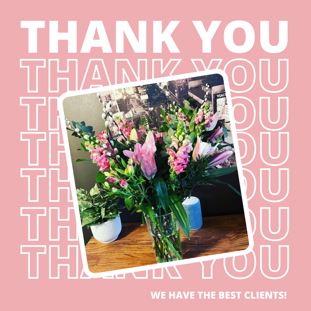 Thank you social media post template for flowers sent to a mortgage broker