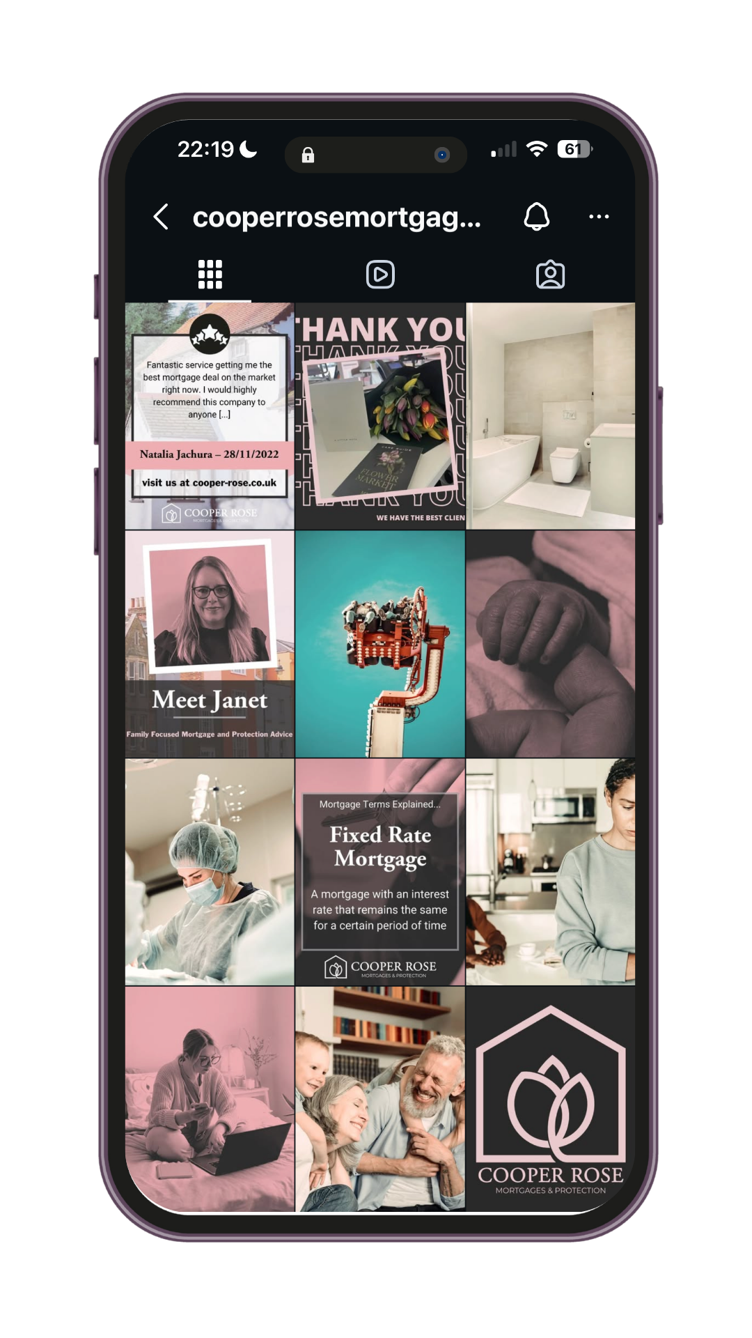 Mock Up of a beautiful mortgage broker instagram page